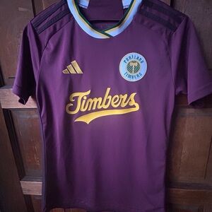 Adidas Burgundy and Gold Portland Timbers Jersey